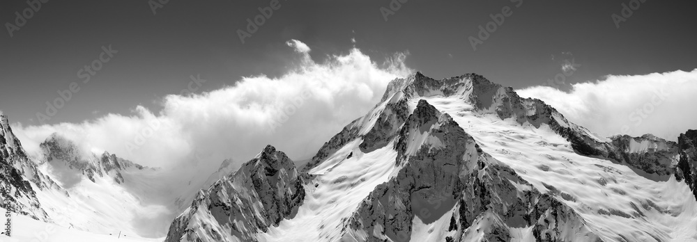 Obraz Pentaptyk Black and white mountain
