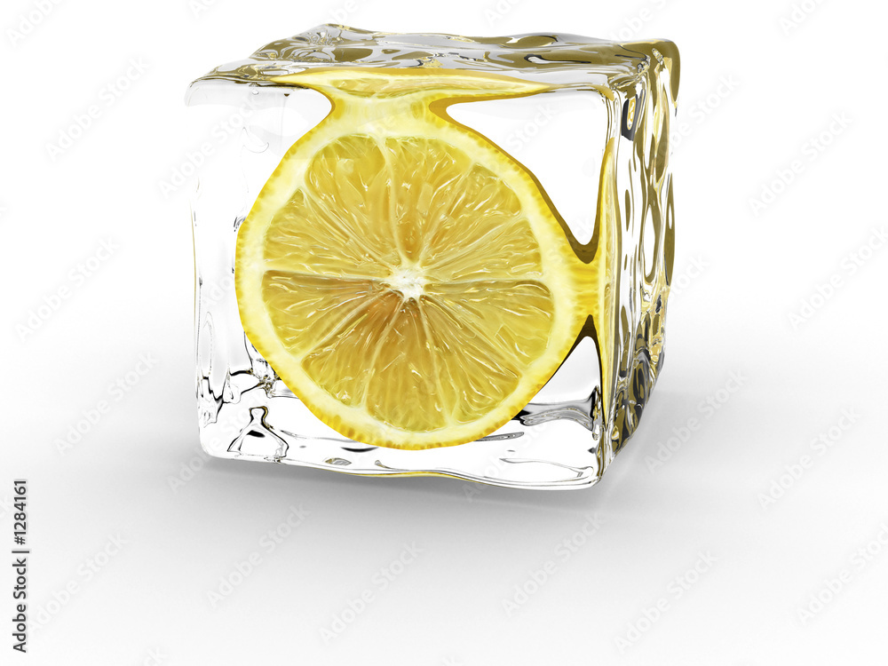 Obraz na płótnie lemon in ice cube