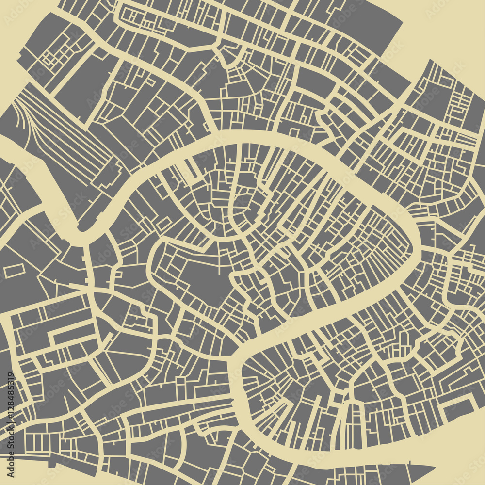 Fototapeta Venice vector map. Monochrome