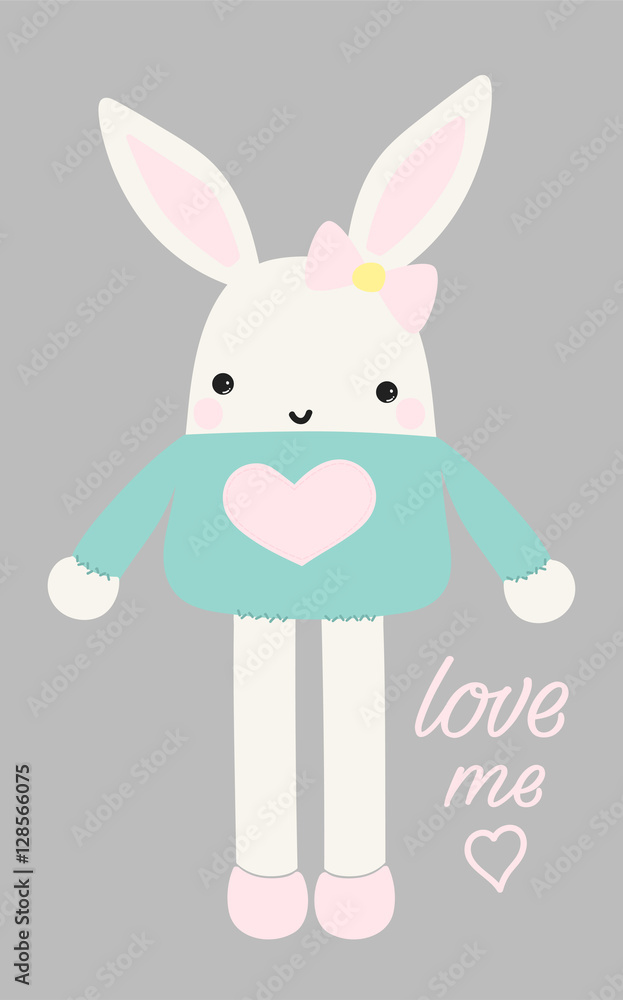 Obraz Tryptyk cute rabbit vector,