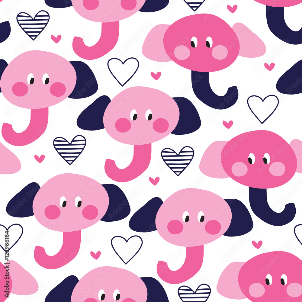 Fototapeta seamless cute elephant pattern