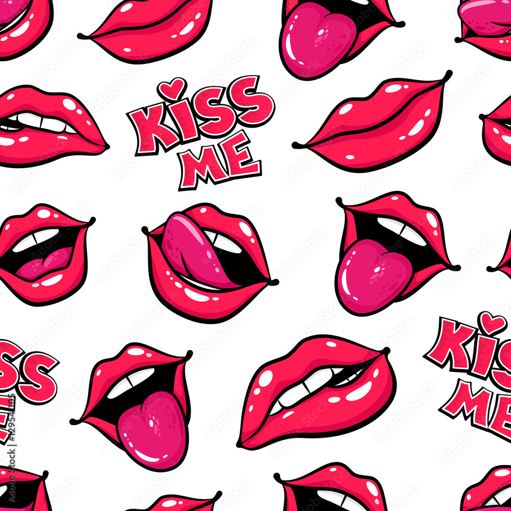 Tapeta Woman lips. Mouth with a kiss,