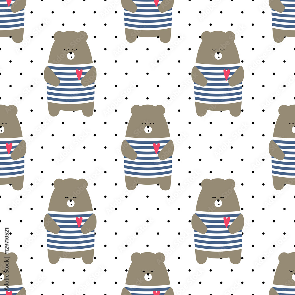 Tapeta Cute bear seamless pattern on