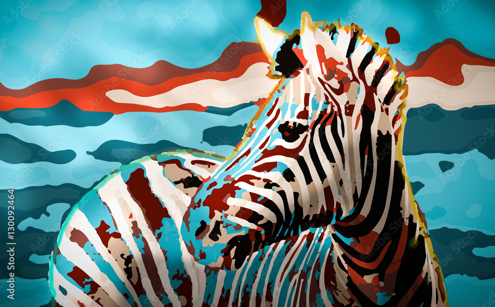 Obraz Tryptyk Zebra Sunset