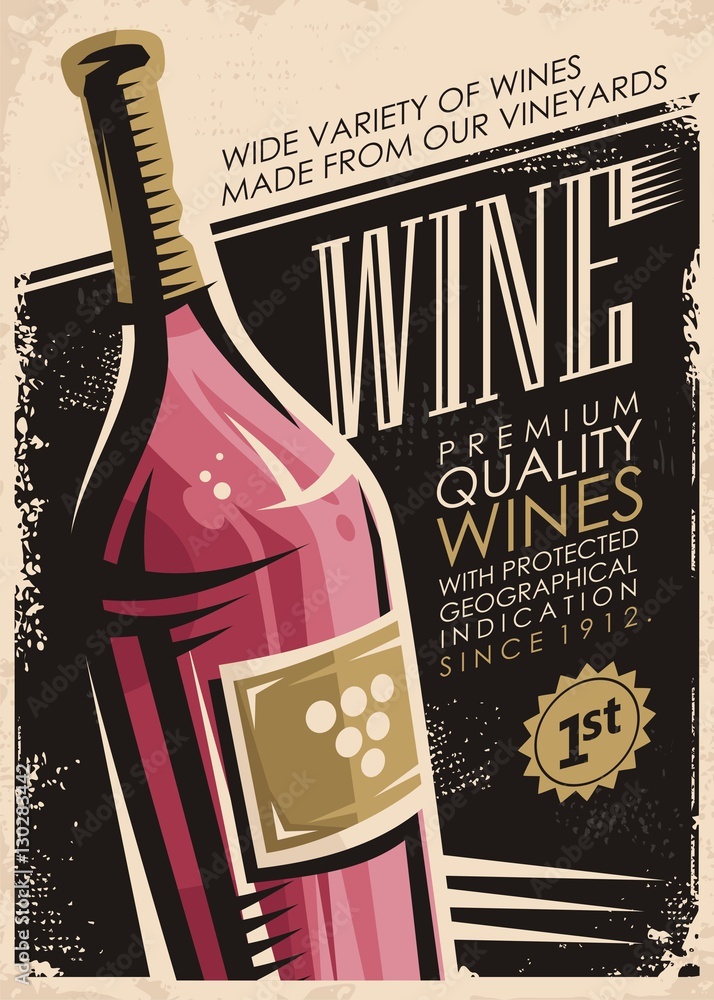 Obraz Dyptyk Wine retro poster design with