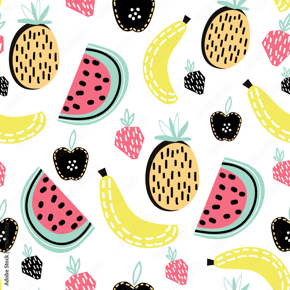 Tapeta Modern fruit seamless pattern.