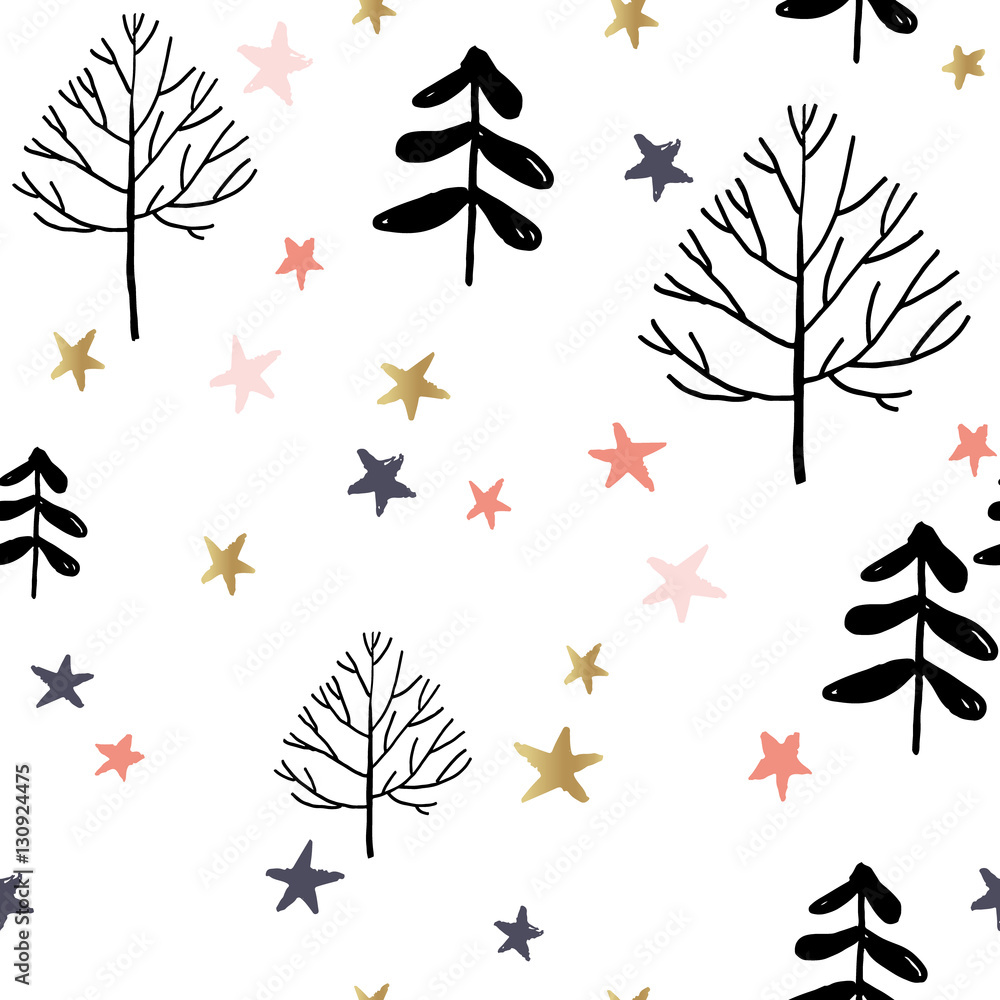 Tapeta Trees and stars in the forest