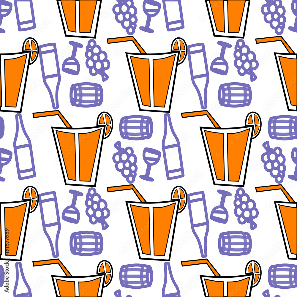 Obraz Kwadryptyk Seamless pattern with coctail
