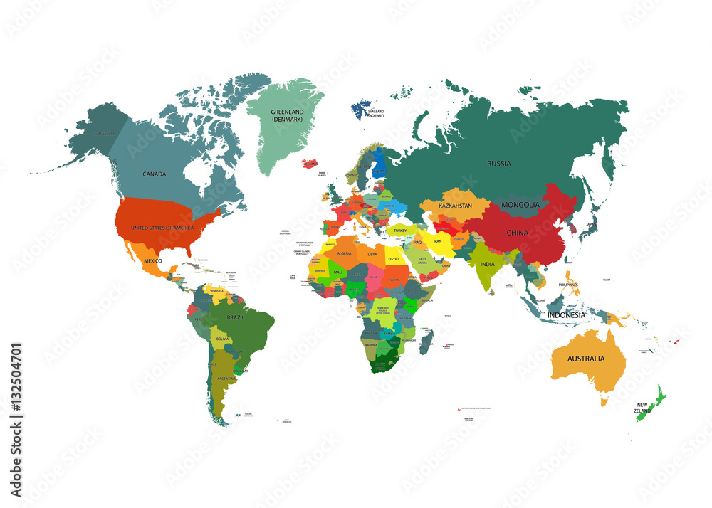 Fototapeta World map with country names
