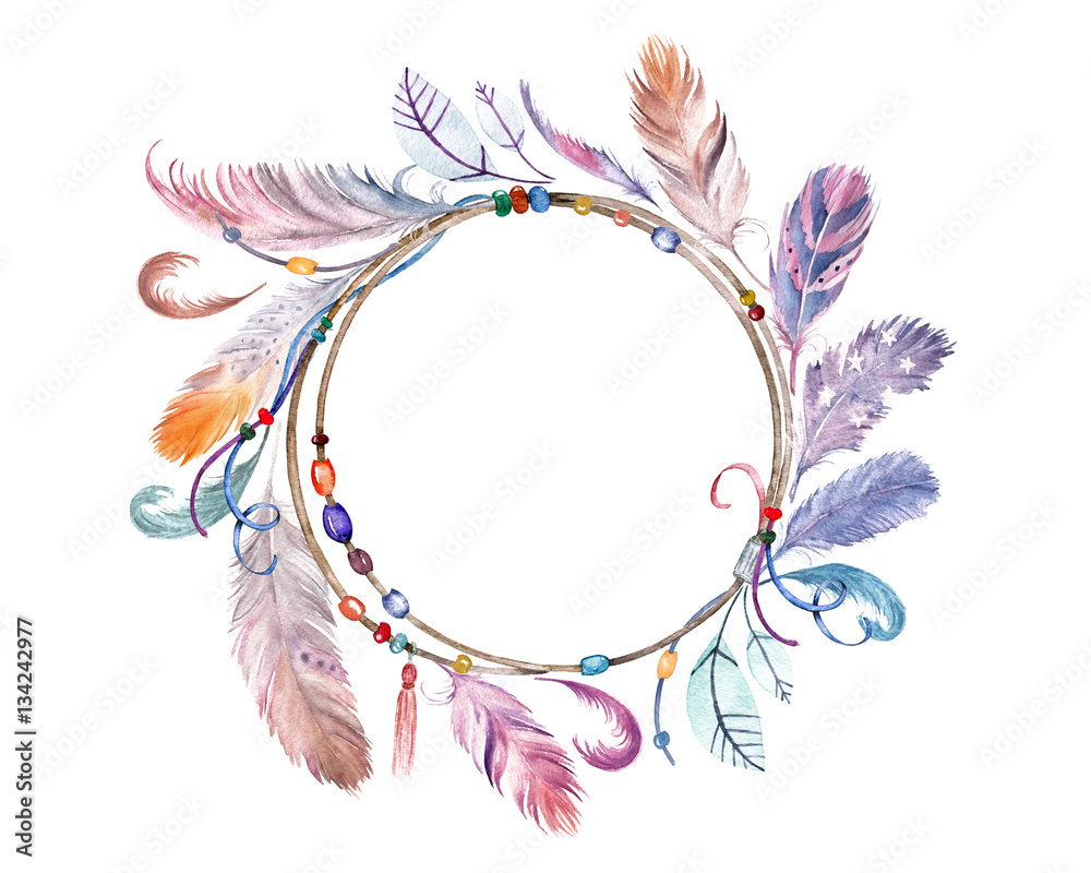 Obraz na płótnie Watercolor colorful feathers