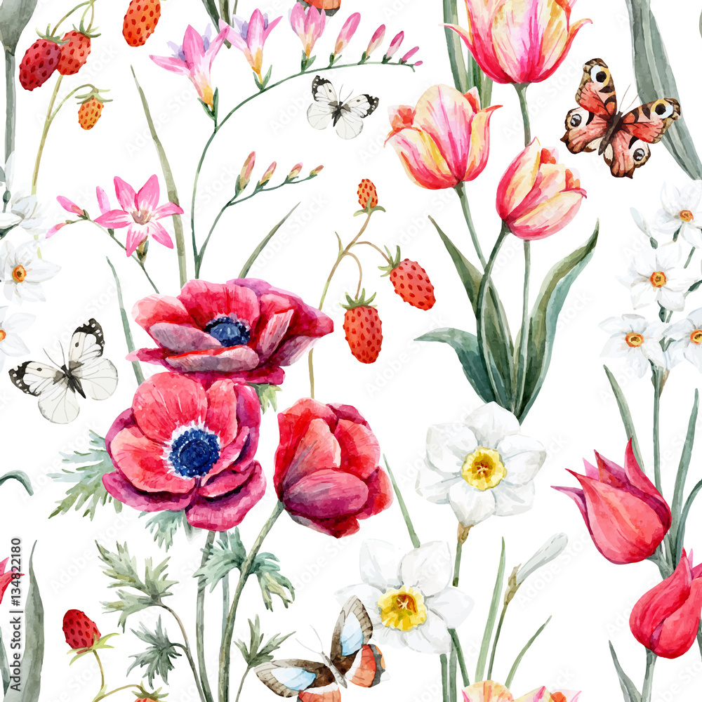 Tapeta Watercolor vector floral