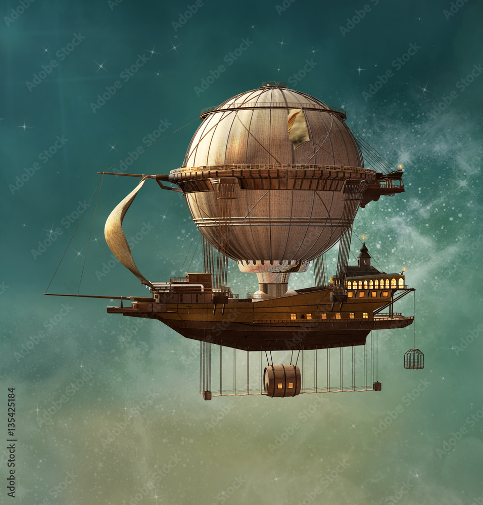 Fototapeta Steampunk fantasy airship