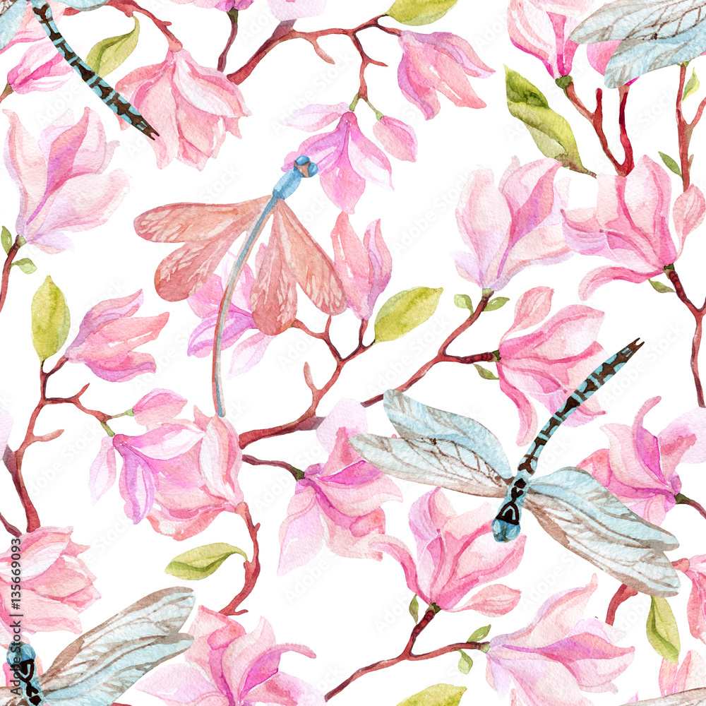 Tapeta watercolor magnolia branches