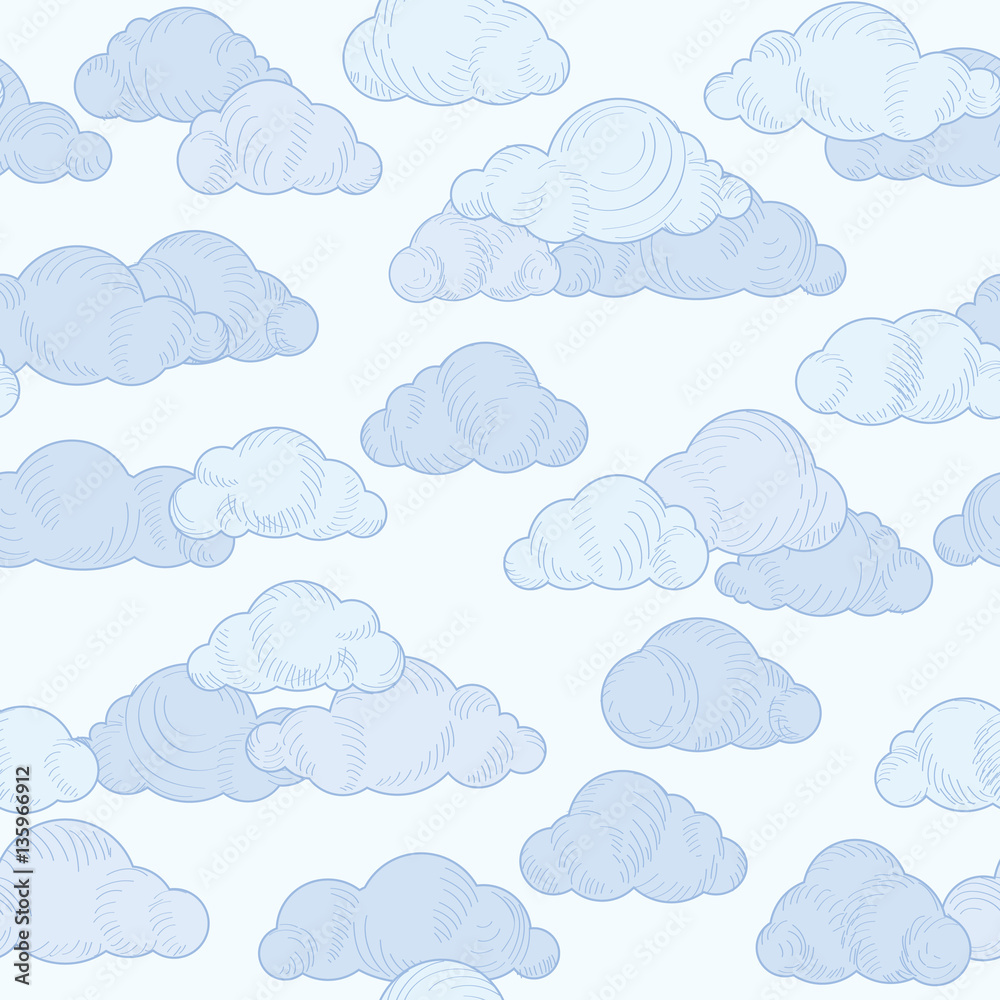 Fototapeta Cloud doodle line pattern.