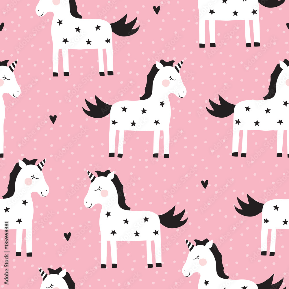 Tapeta seamless cute unicorn pattern