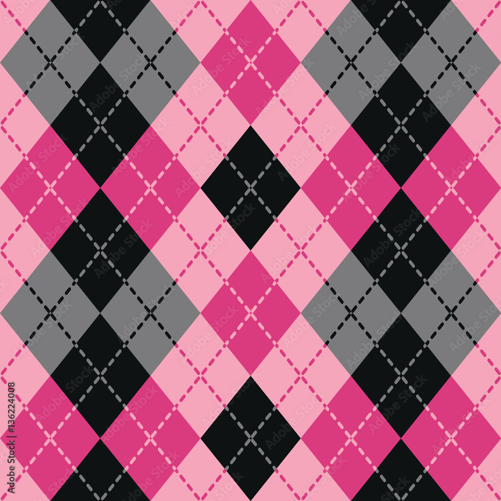 Tapeta Dashed Argyle pattern in pink