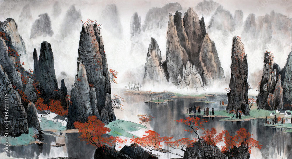 Fototapeta Chinese landscape of mountains