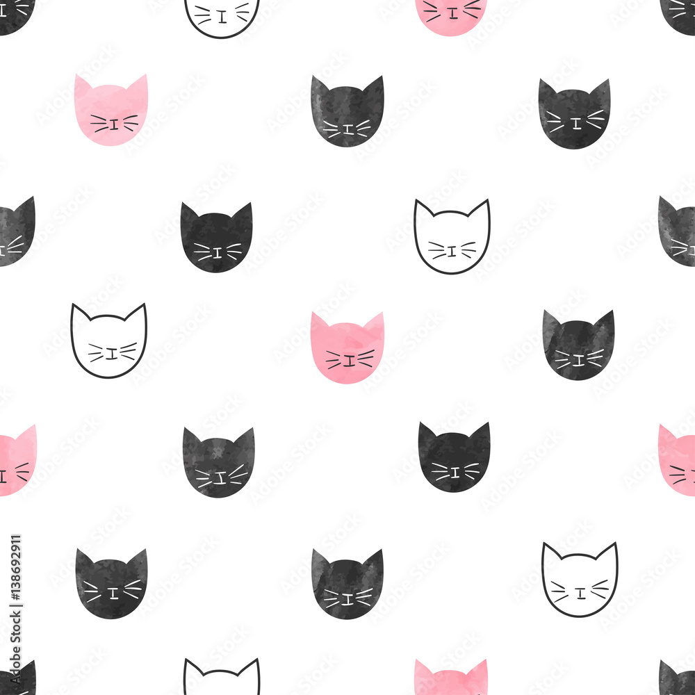 Tapeta Seamless cute cats pattern.