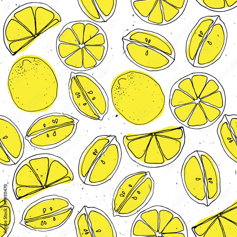 Tapeta Yellow lemon hand draw