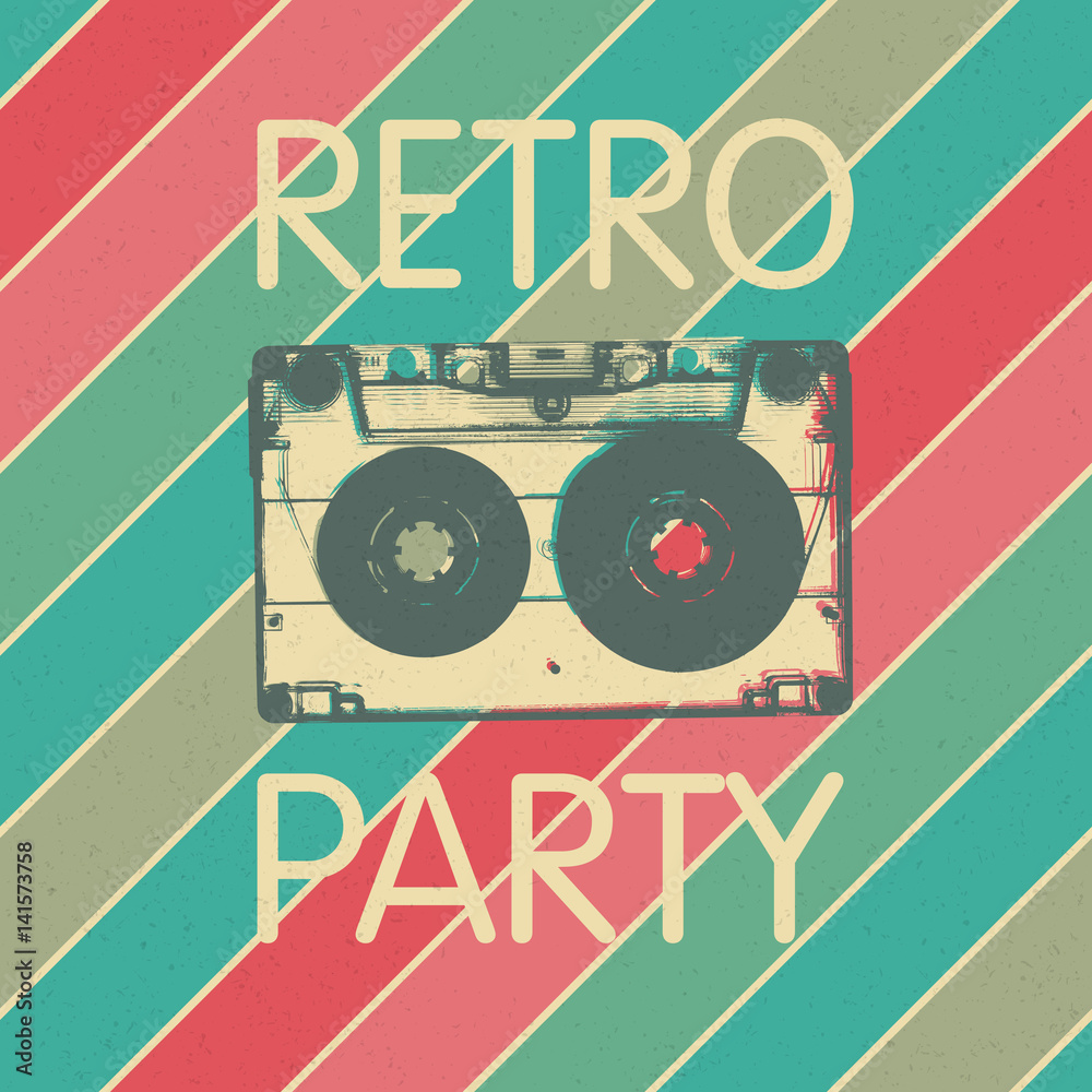 Obraz Pentaptyk Retro music party poster