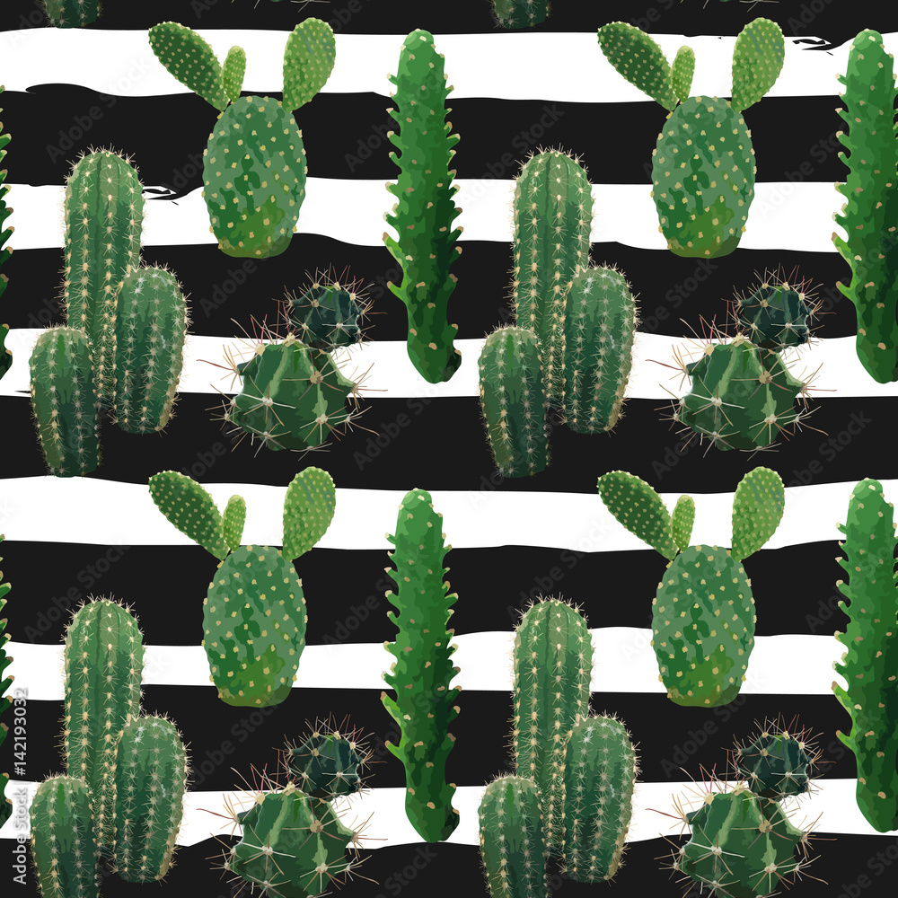Tapeta Vector Cactus Plant Seamless