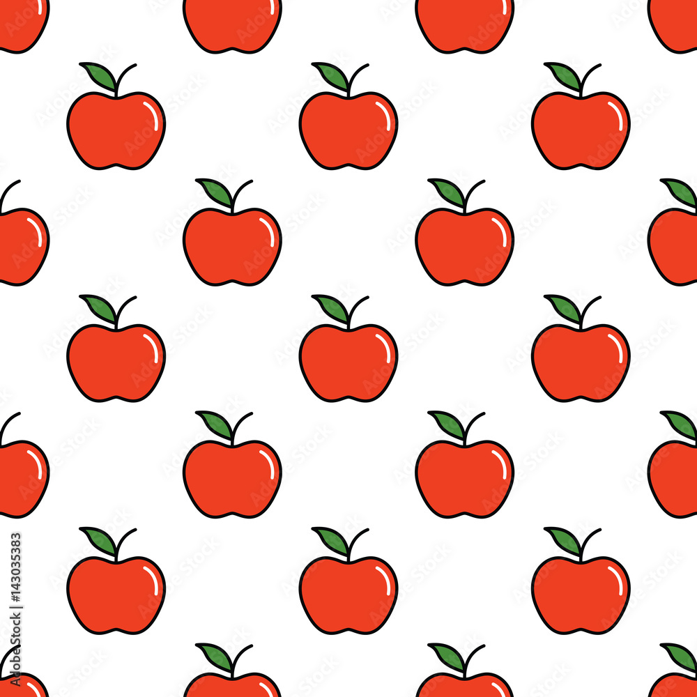 Tapeta Red apples seamless pattern