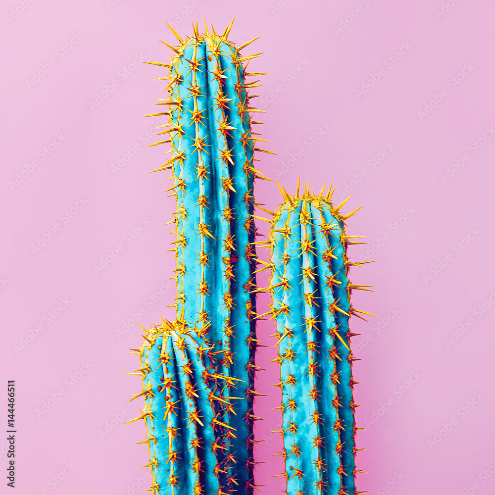 Obraz Tryptyk Set Neon Cactus. Minimal