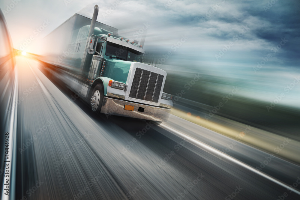Obraz Dyptyk American truck speeding on