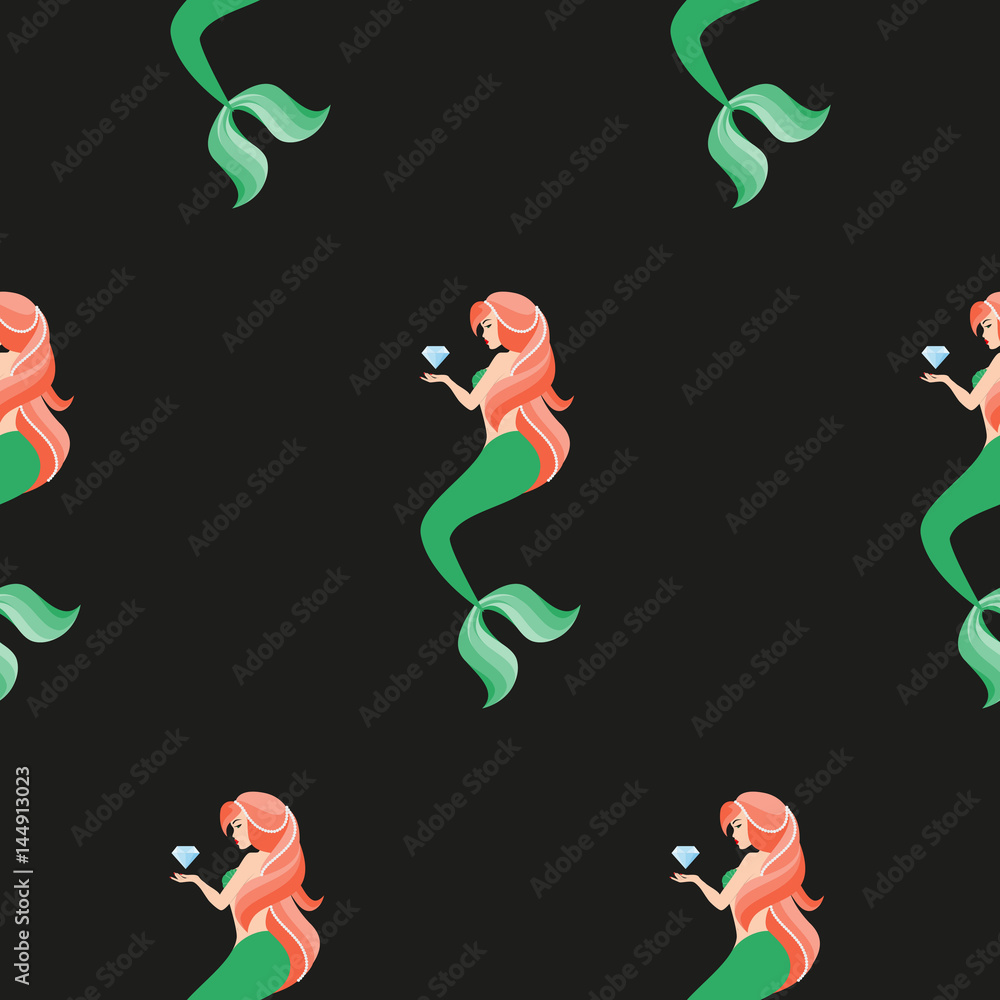 Tapeta Mermaid pattern. Flat design