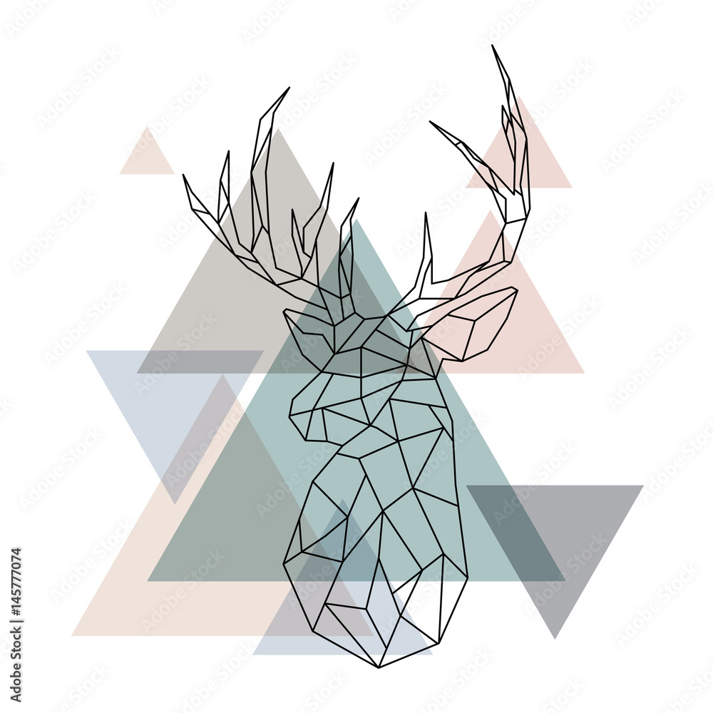 Obraz Tryptyk Geometric reindeer