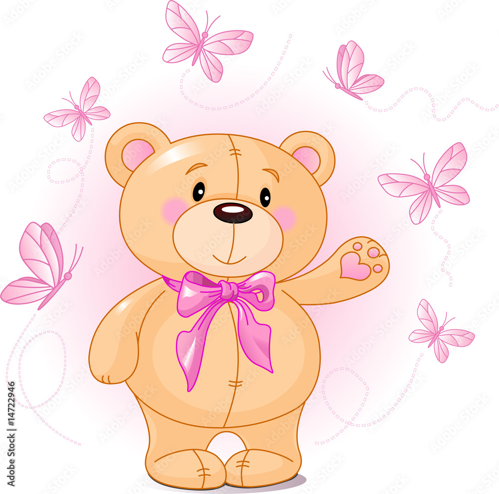 Obraz Tryptyk Very cute Teddy Bear waiving
