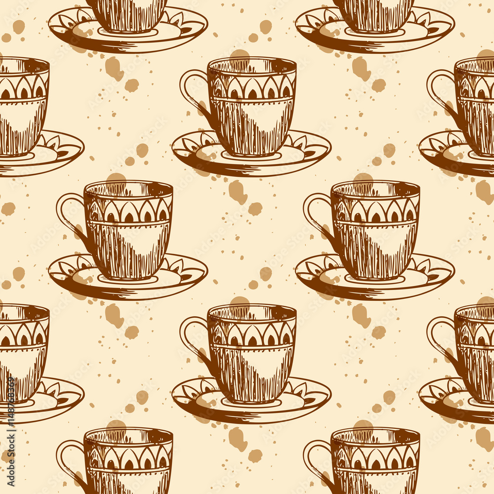Tapeta Seamless pattern with cup of