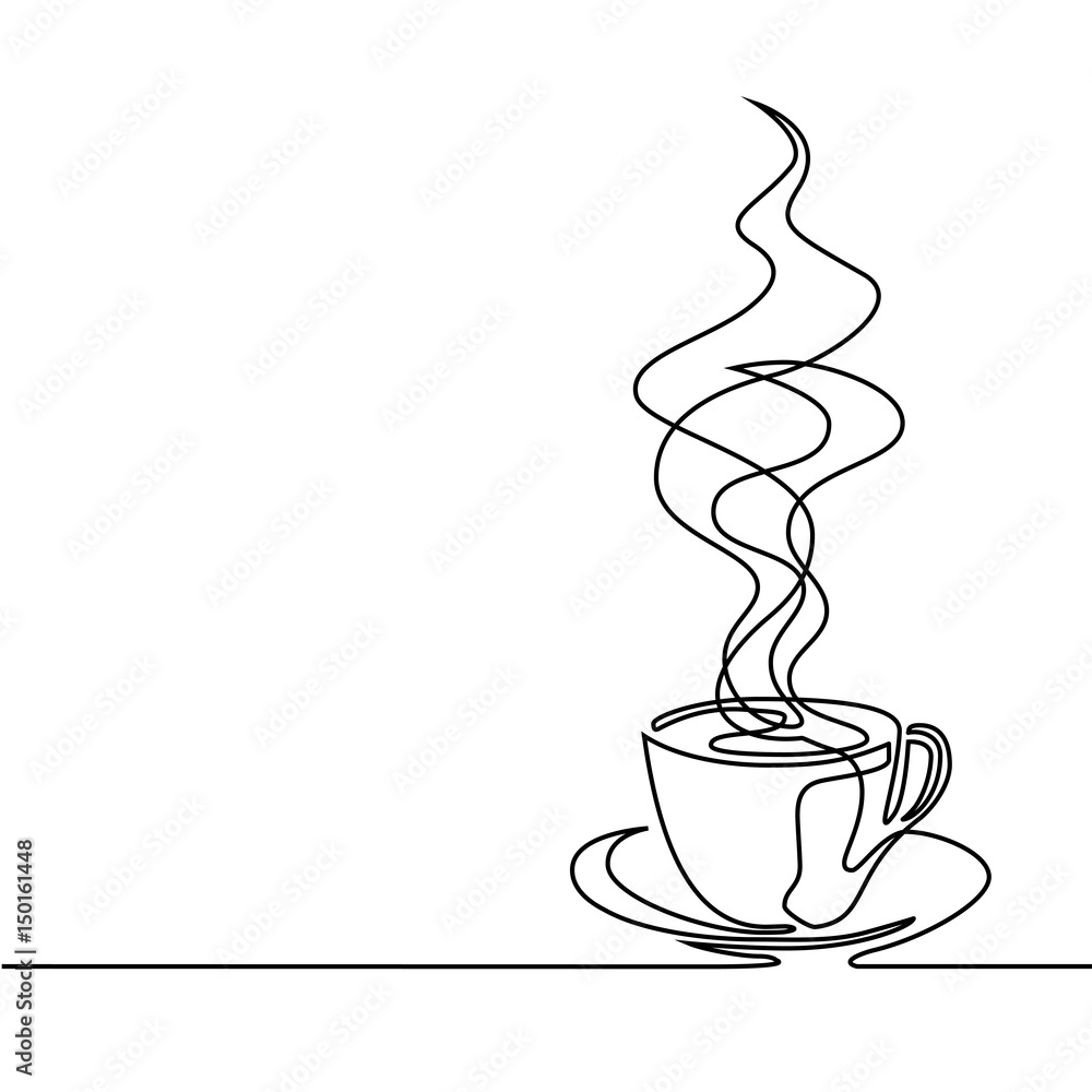 Obraz Tryptyk continuous line drawing of cup