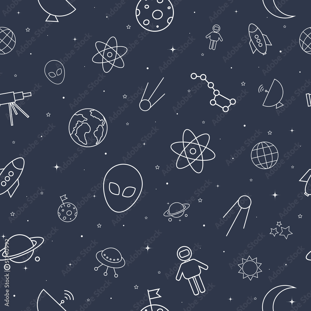 Tapeta Space icon seamless pattern,