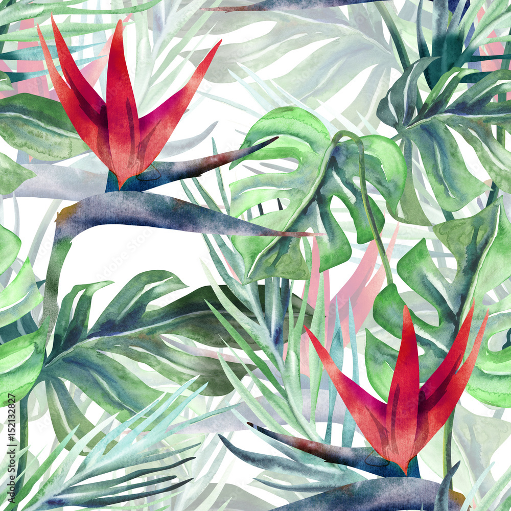 Fototapeta Exotic Plant Seamless Pattern.