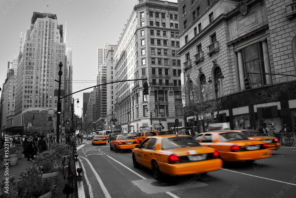 Obraz Pentaptyk Taxies in Manhattan