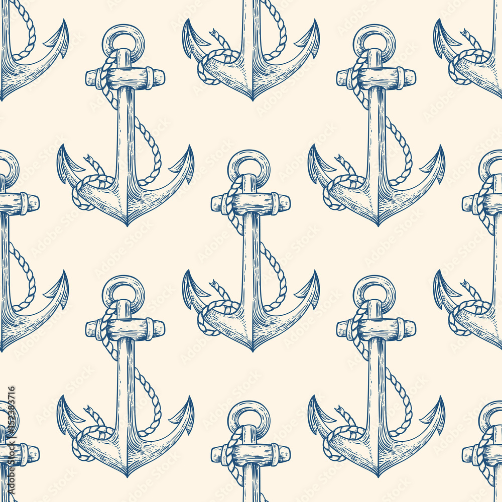 Tapeta Seamless pattern with anchors