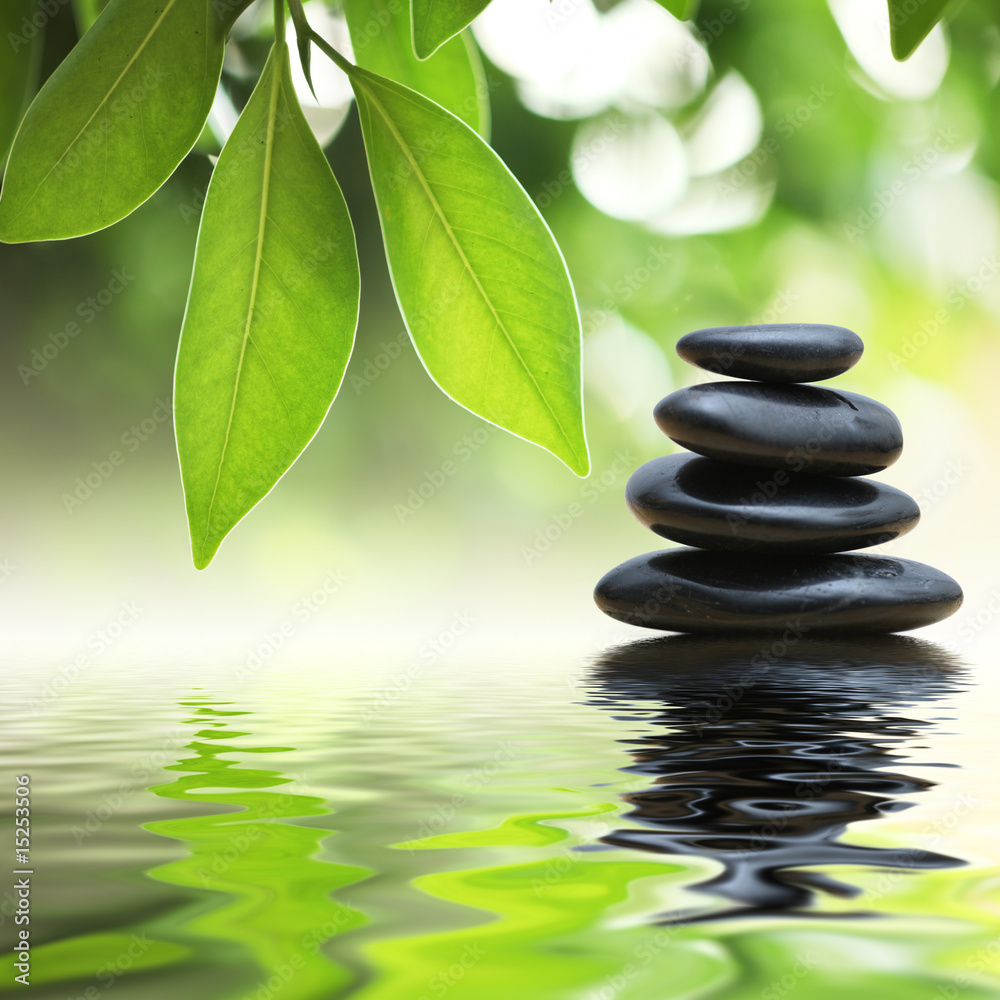 Obraz Kwadryptyk Zen stones pyramid on water