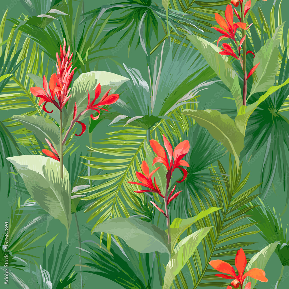 Tapeta Tropical Palm Leaves and