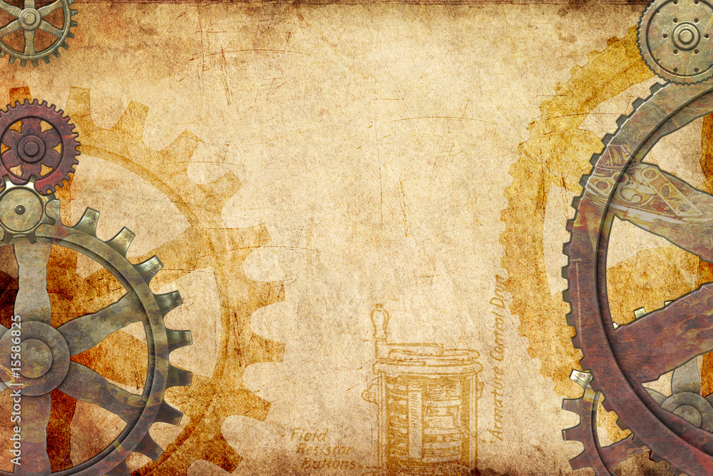 Obraz Tryptyk Steampunk Gears and Cogs