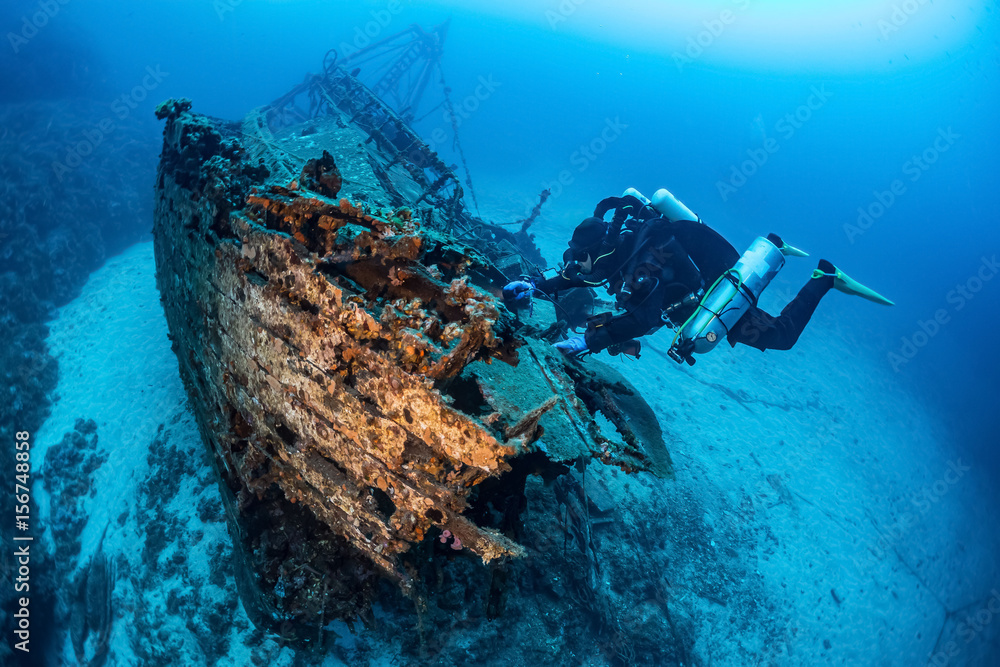 Fototapeta Diving on the wreck Fortunal
