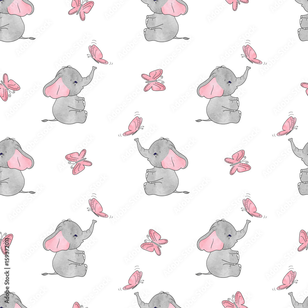 Fototapeta Seamless pattern with cute