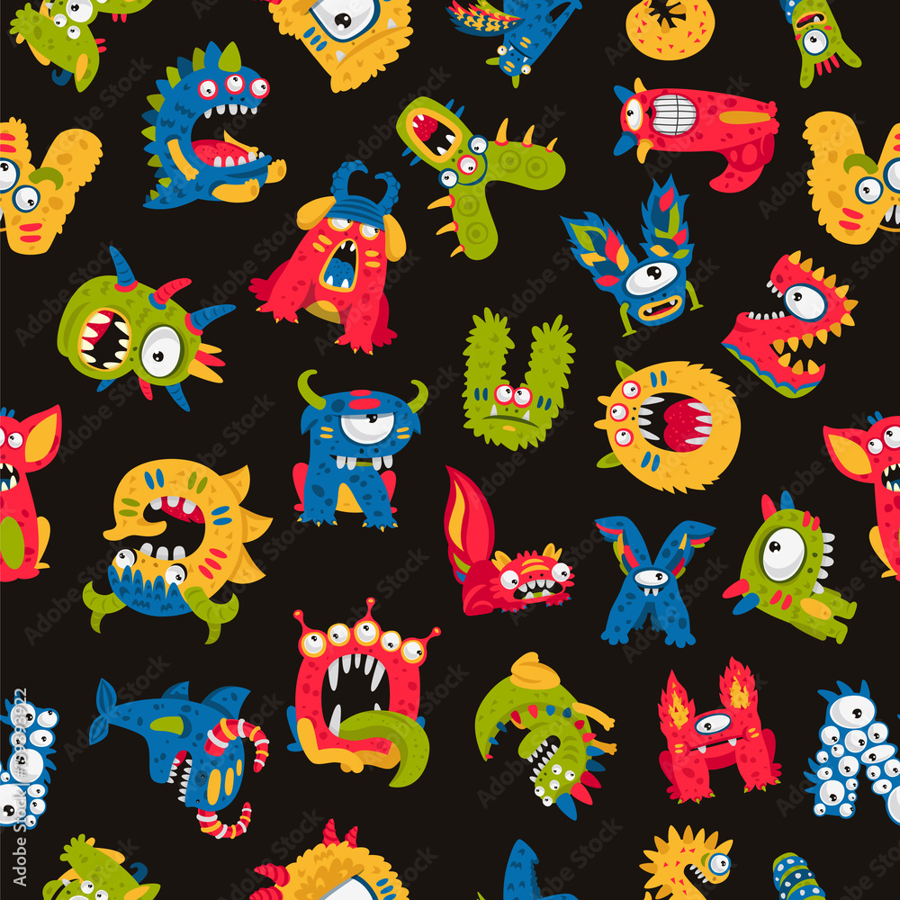 Tapeta Pattern of cute monsters