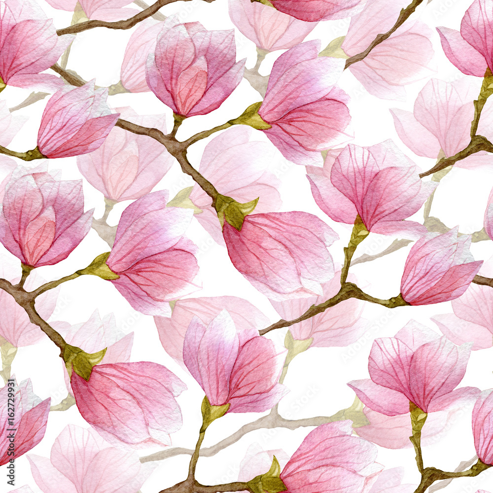 Tapeta Spring watercolor magnolia