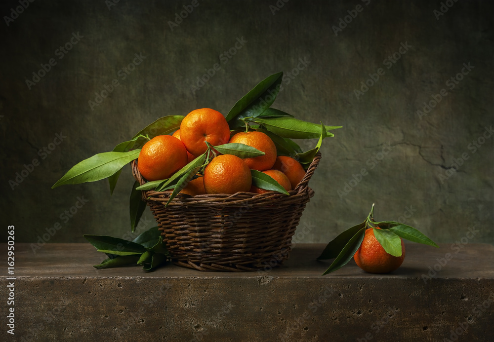 Obraz Pentaptyk Still life with tangerines in