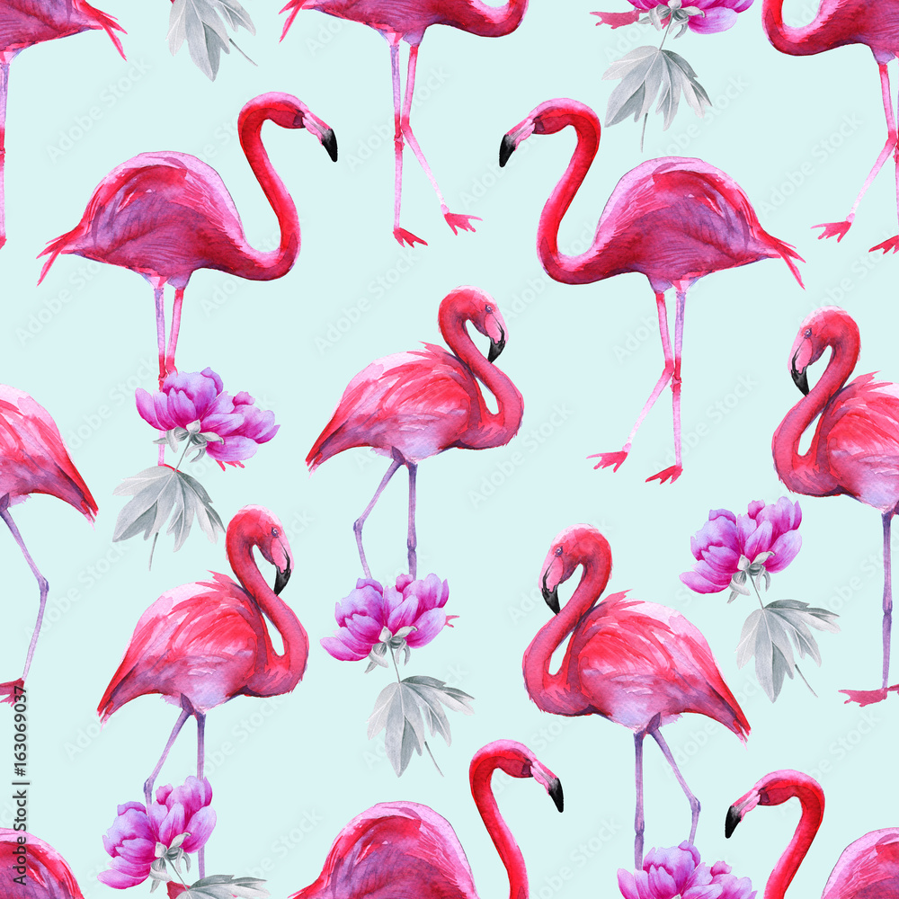 Tapeta Background of pink flamingos.