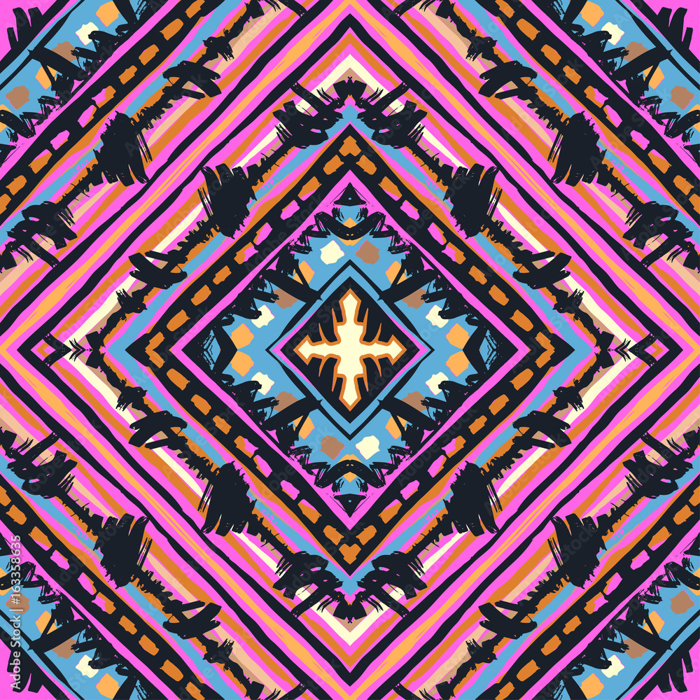 Fototapeta Seamless tribal boho pattern.