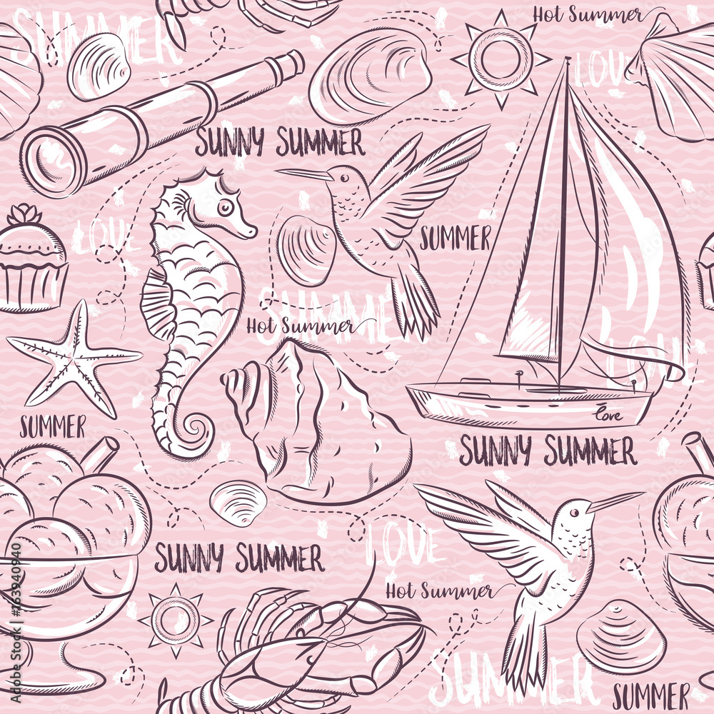 Tapeta Seamless Patterns with  summer