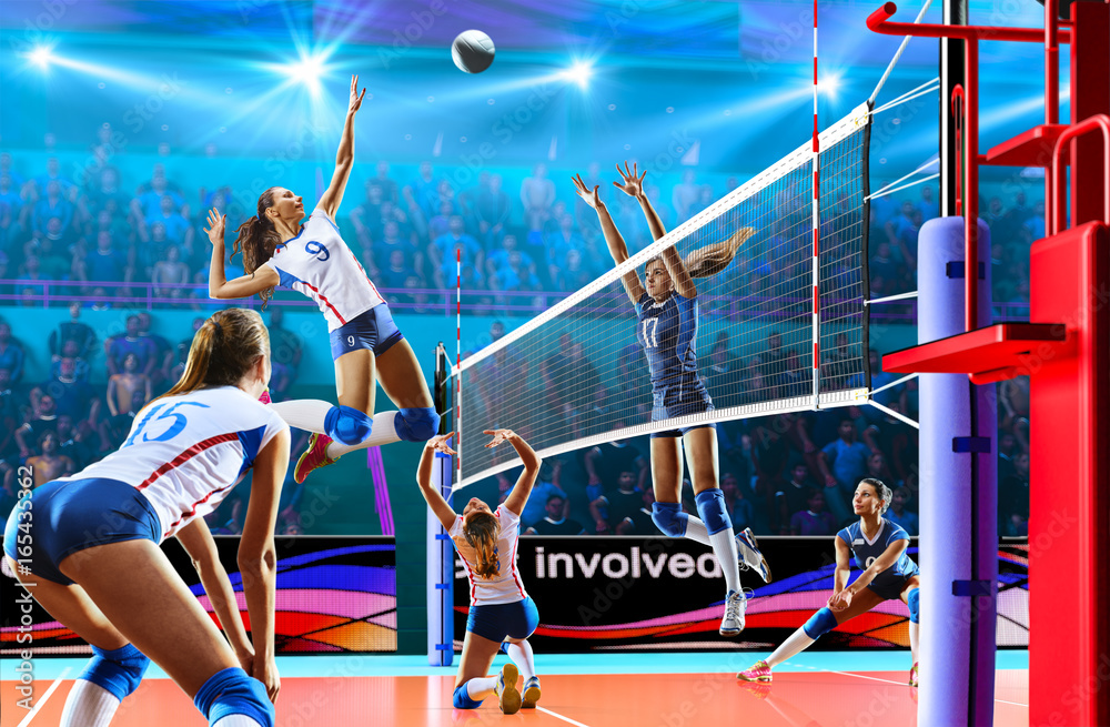 Obraz Tryptyk Female professional volleyball
