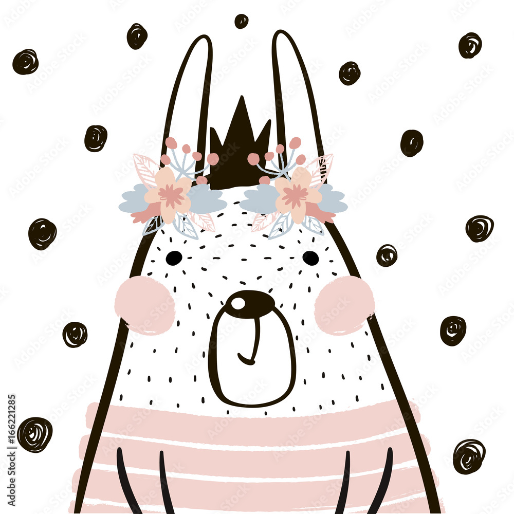 Obraz Tryptyk Cute cartoon rabbit girl with